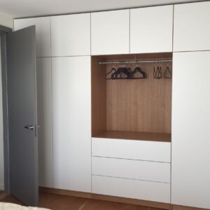White painted mdf + oak veneer hinged door cabinet-1