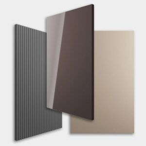 Närbild på köksmodeller lackade i olika finish.