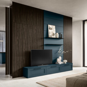 Modern ramlucka, ett måttanpassat kök i blå