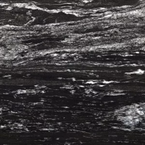 Produktbild på naturstenen Sensa Black Beauty, svart med ljusa ådringar.